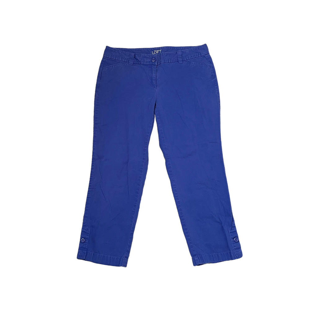 Ann Taylor Loft Womens Original Crop Pants Size 4 Blue 30X23 Ankle Button‎